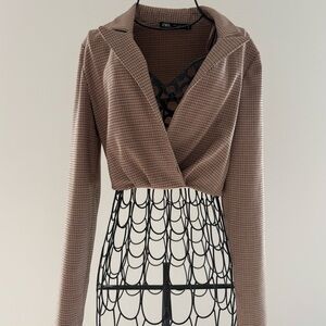 Zara Brown Plaid Blazer